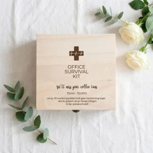 Office Survival Kit | Gepersonaliseerde Houten Doos
