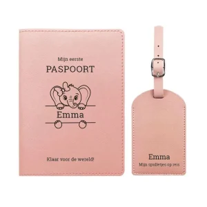 Mijn Eerste Paspoort & Kofferlabel Set – Olifantje