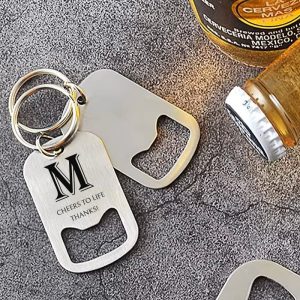 RVS Sleutelhanger Opener met Initiaal en Persoonlijke Tekst