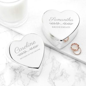 Sieradendoosje Getuige Bruiloft | Zilver Hart Gravure