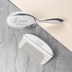Verzilverde Baby Haarverzorging Set – Gepersonaliseerd