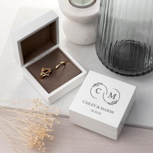Luxe Ringendoosje Infinity Monogram | Wit Hout & Velvet