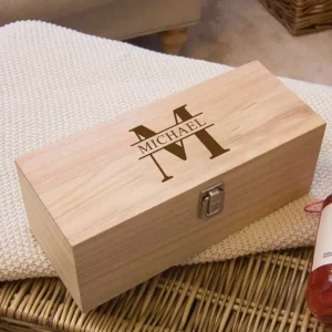 Signature Monogram Whisky Kist – Gepersonaliseerd Luxe Cadeau voor Hem of Getuige