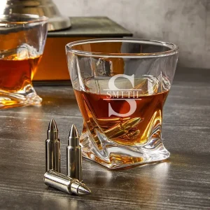 Signature Monogram Whiskyglas – Luxe Twist Design met Naam & Initiaal