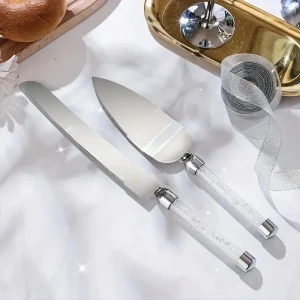 Taartschep en mes Transparant Kristalstenen