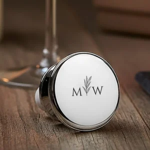 Verzilverde Wijnstop Rond – Gepersonaliseerd met Uw Unieke Design