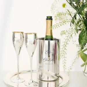 Zilveren Wijnkoeler Bruidspaar | Mirror Silver met Naam