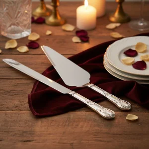 Zilveren Taartschep en mes